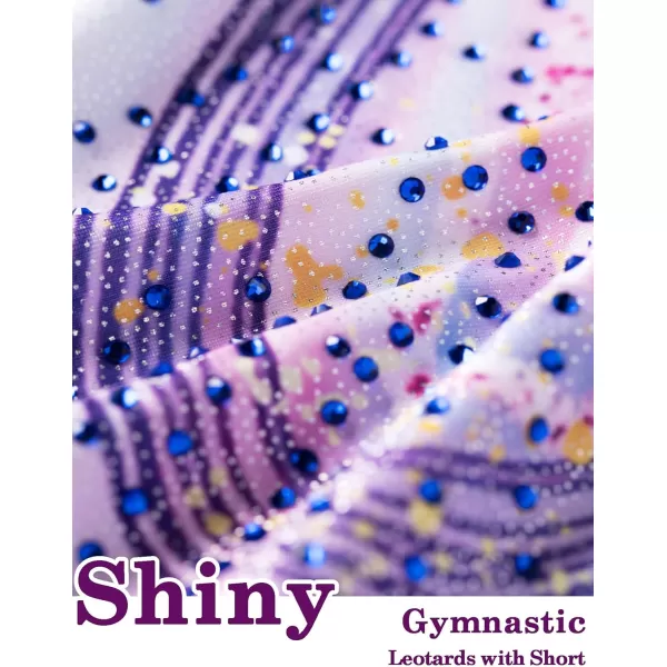 Arshiner Leotards for Girls Gymnastics with Shorts Color Gradient Shiny Diamond Kids Biketard