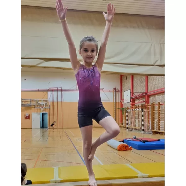 Arshiner Leotards for Girls Gymnastics with Shorts Color Gradient Shiny Diamond Kids Biketard
