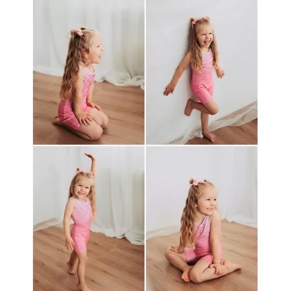 Arshiner Leotards for Girls Gymnastics with Shorts Color Gradient Shiny Diamond Kids Biketard