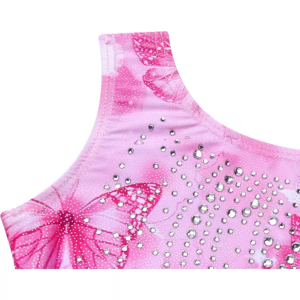 Arshiner Leotards for Girls Gymnastics with Shorts Color Gradient Shiny Diamond Kids Biketard
