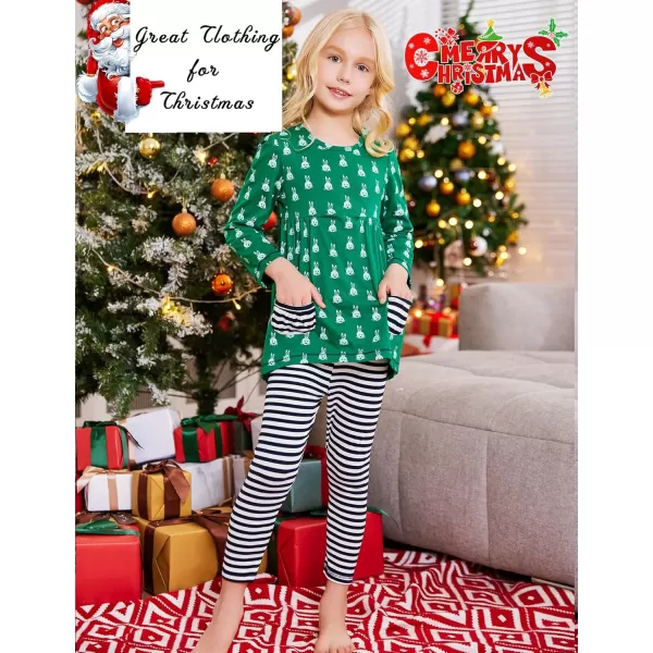 Arshiner Little Girls' Pajama Sets Clothing Sets Bunny Long Sleeve Outfits 2 PCS Top Leggings Sets