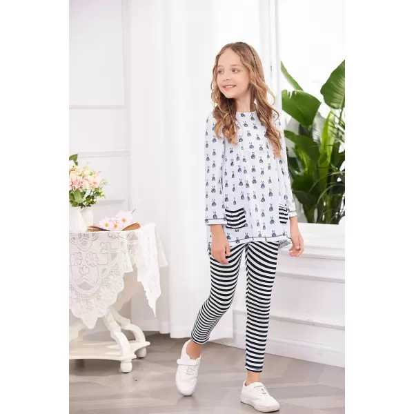 Arshiner Little Girls' Pajama Sets Clothing Sets Bunny Long Sleeve Outfits 2 PCS Top Leggings Sets