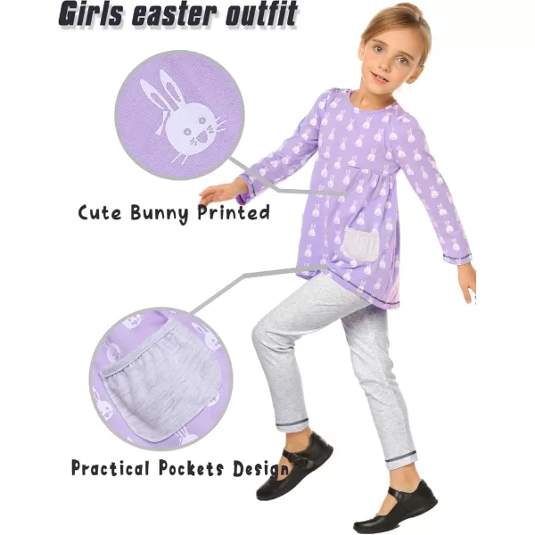 Arshiner Little Girls' Pajama Sets Clothing Sets Bunny Long Sleeve Outfits 2 PCS Top Leggings Sets