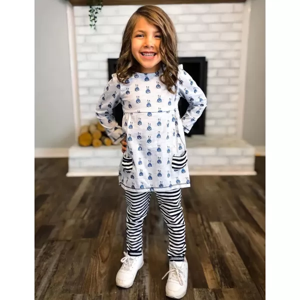 Arshiner Little Girls' Pajama Sets Clothing Sets Bunny Long Sleeve Outfits 2 PCS Top Leggings Sets