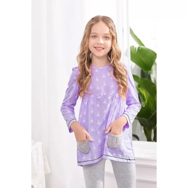 Arshiner Little Girls' Pajama Sets Clothing Sets Bunny Long Sleeve Outfits 2 PCS Top Leggings Sets