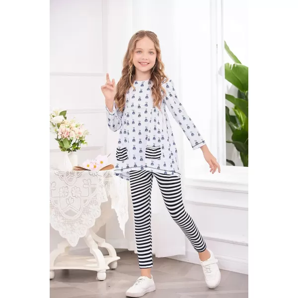 Arshiner Little Girls' Pajama Sets Clothing Sets Bunny Long Sleeve Outfits 2 PCS Top Leggings Sets