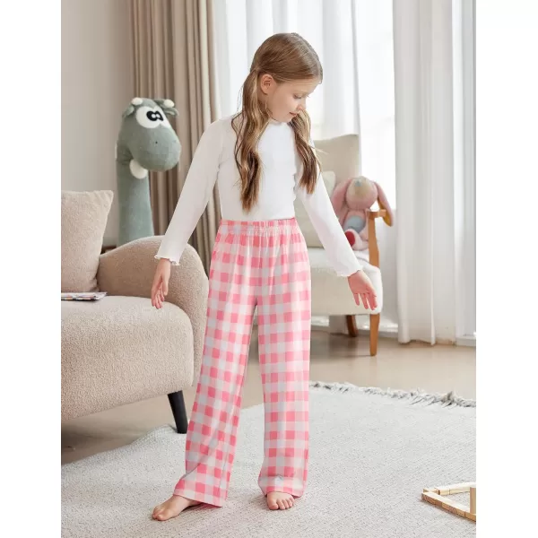 Arshiner Pajama Pants for Girls Long Sleep Plaid Pants Soft Lounge Pj Bottoms with Pockets