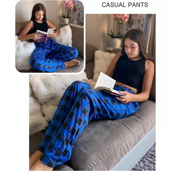 Arshiner Pajama Pants for Girls Long Sleep Plaid Pants Soft Lounge Pj Bottoms with Pockets