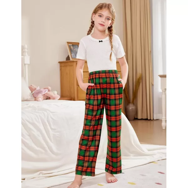 Arshiner Pajama Pants for Girls Long Sleep Plaid Pants Soft Lounge Pj Bottoms with Pockets