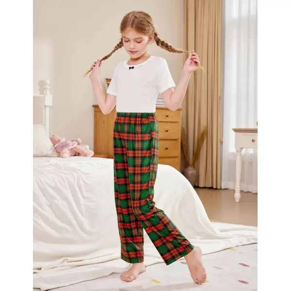 Arshiner Pajama Pants for Girls Long Sleep Plaid Pants Soft Lounge Pj Bottoms with Pockets
