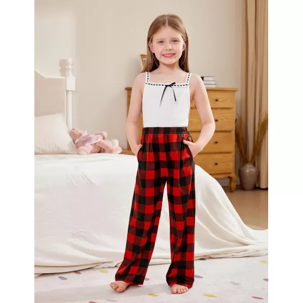 Arshiner Pajama Pants for Girls Long Sleep Plaid Pants Soft Lounge Pj Bottoms with Pockets