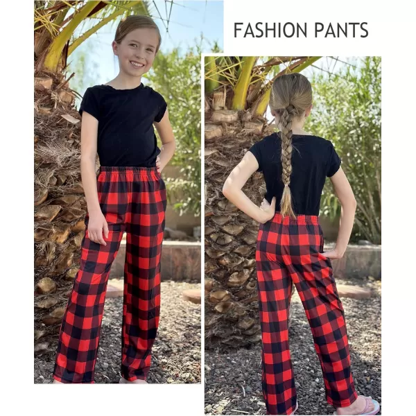 Arshiner Pajama Pants for Girls Long Sleep Plaid Pants Soft Lounge Pj Bottoms with Pockets