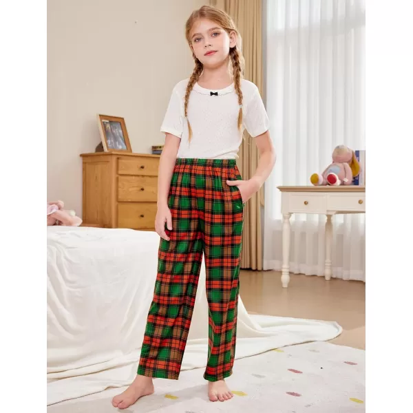 Arshiner Pajama Pants for Girls Long Sleep Plaid Pants Soft Lounge Pj Bottoms with Pockets
