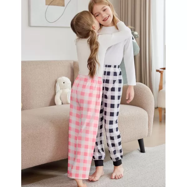 Arshiner Pajama Pants for Girls Long Sleep Plaid Pants Soft Lounge Pj Bottoms with Pockets