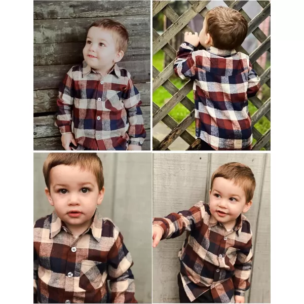 Arshiner Toddler Boys Girls Long Sleeve Plaid Shirt Button-Down Flannel T-Shirt Kids Tops