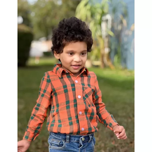 Arshiner Toddler Boys Girls Long Sleeve Plaid Shirt Button-Down Flannel T-Shirt Kids Tops
