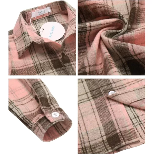Arshiner Toddler Boys Girls Long Sleeve Plaid Shirt Button-Down Flannel T-Shirt Kids Tops