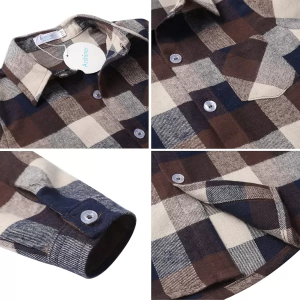 Arshiner Toddler Boys Girls Long Sleeve Plaid Shirt Button-Down Flannel T-Shirt Kids Tops