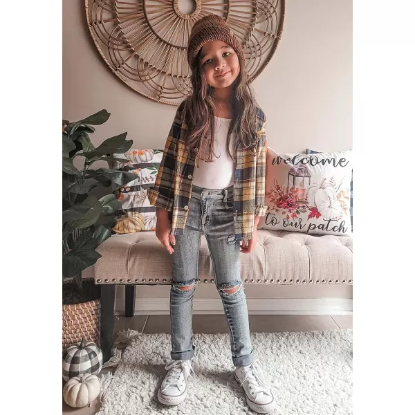 Arshiner Toddler Boys Girls Long Sleeve Plaid Shirt Button-Down Flannel T-Shirt Kids Tops