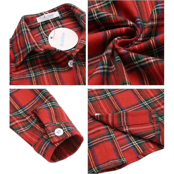 Arshiner Toddler Boys Girls Long Sleeve Plaid Shirt Button-Down Flannel T-Shirt Kids Tops