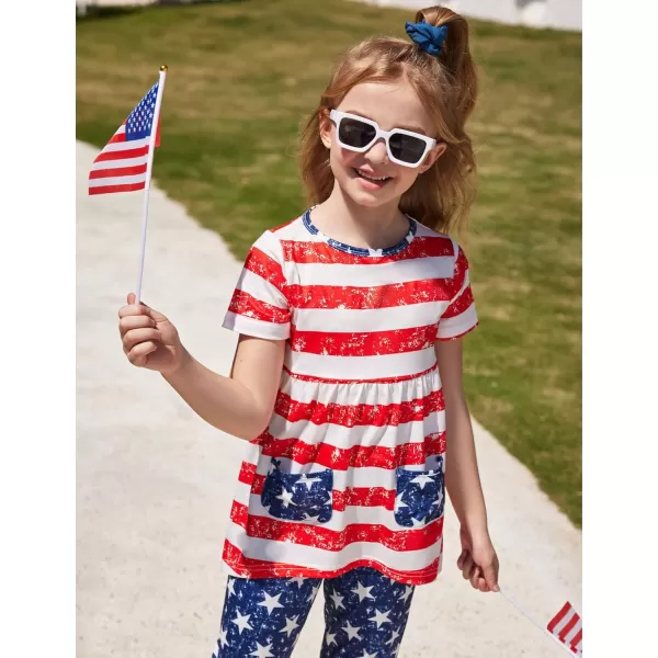 Arshiner Toddler Girls Outfits Floral Hi-Lo Tops+pants Sets Short SLeeve 2pcs Pants Sets with Pockets