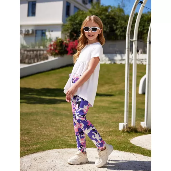 Arshiner Toddler Girls Outfits Floral Hi-Lo Tops+pants Sets Short SLeeve 2pcs Pants Sets with Pockets