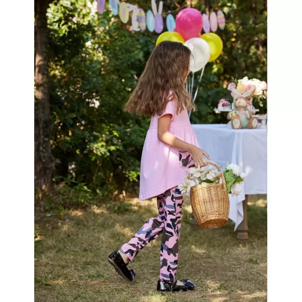 Arshiner Toddler Girls Outfits Floral Hi-Lo Tops+pants Sets Short SLeeve 2pcs Pants Sets with Pockets