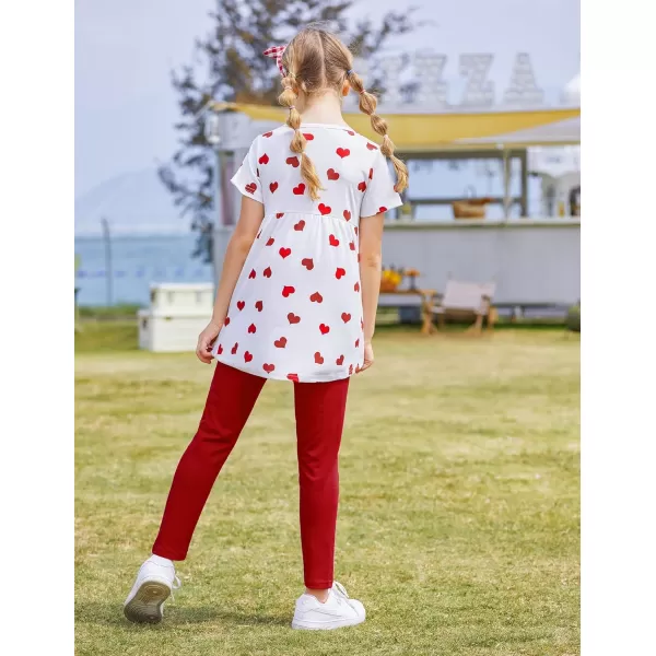 Arshiner Toddler Girls Outfits Floral Hi-Lo Tops+pants Sets Short SLeeve 2pcs Pants Sets with Pockets