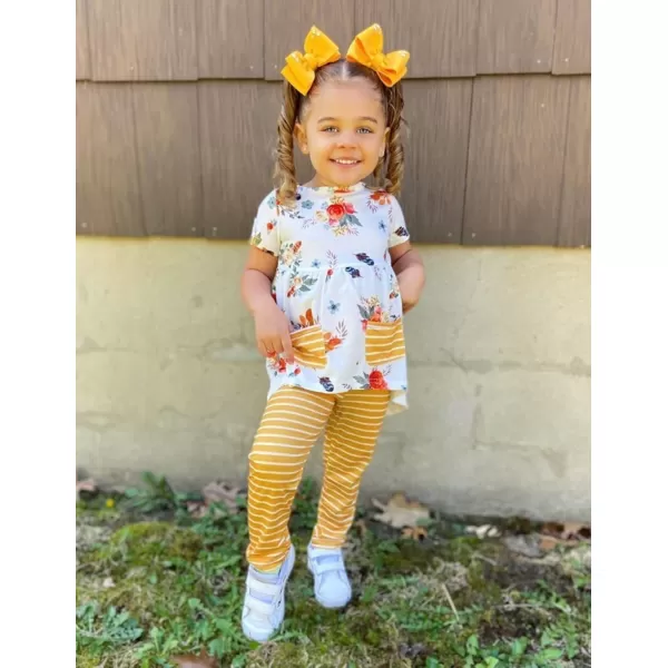 Arshiner Toddler Girls Outfits Floral Hi-Lo Tops+pants Sets Short SLeeve 2pcs Pants Sets with Pockets