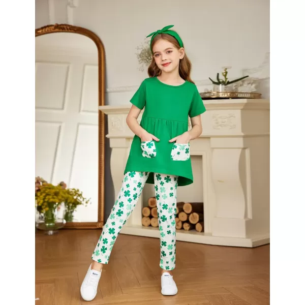 Arshiner Toddler Girls Outfits Floral Hi-Lo Tops+pants Sets Short SLeeve 2pcs Pants Sets with Pockets