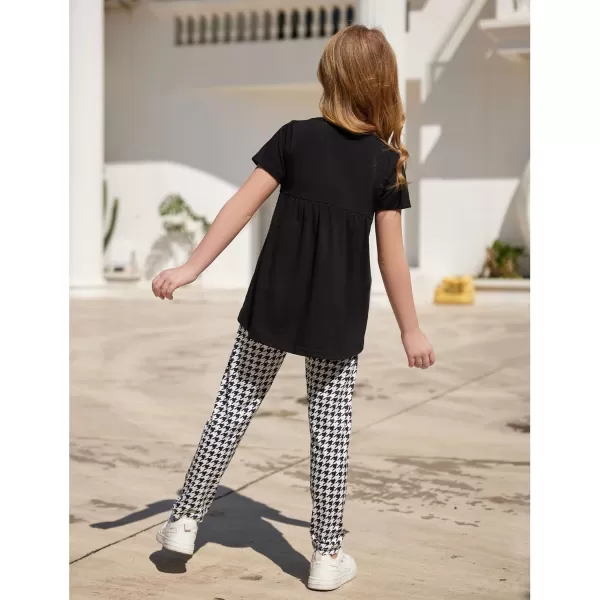 Arshiner Toddler Girls Outfits Floral Hi-Lo Tops+pants Sets Short SLeeve 2pcs Pants Sets with Pockets