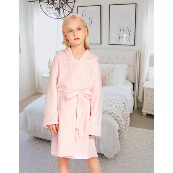 Kids Boys Girls Flannel Bathrobes Soft Hooded Robes