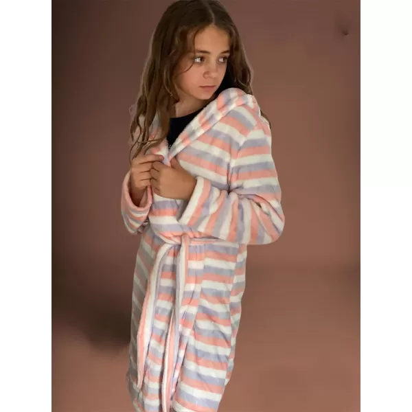 Kids Boys Girls Flannel Bathrobes Soft Hooded Robes