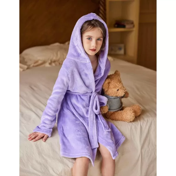 Kids Boys Girls Flannel Bathrobes Soft Hooded Robes
