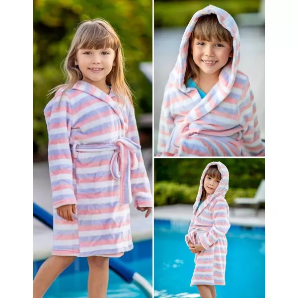 Kids Boys Girls Flannel Bathrobes Soft Hooded Robes