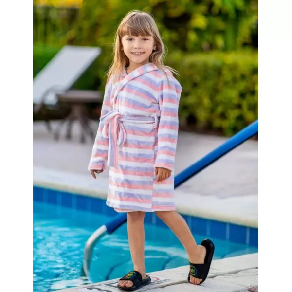 Kids Boys Girls Flannel Bathrobes Soft Hooded Robes
