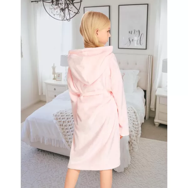 Kids Boys Girls Flannel Bathrobes Soft Hooded Robes