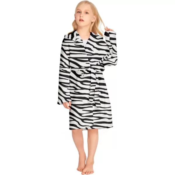 Arshiner Boys Girls Flannel Bathrobes Soft Fuzzy Hooded Robe Sleepwear with Belt for Kids