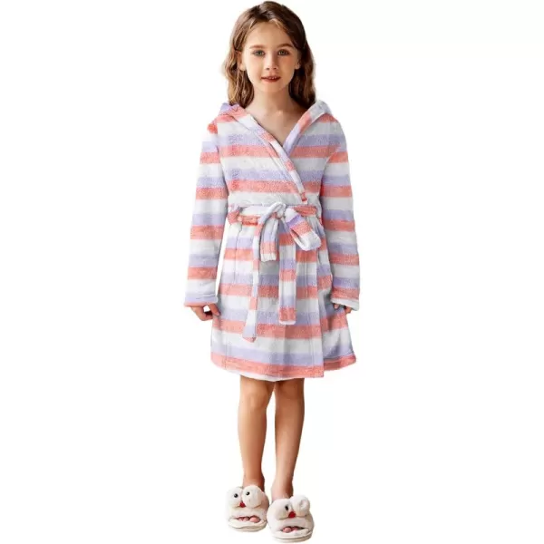Arshiner Boys Girls Flannel Bathrobes Soft Fuzzy Hooded Robe Sleepwear with Belt for Kids