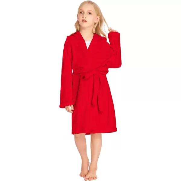 Arshiner Boys Girls Flannel Bathrobes Soft Fuzzy Hooded Robe Sleepwear with Belt for Kids