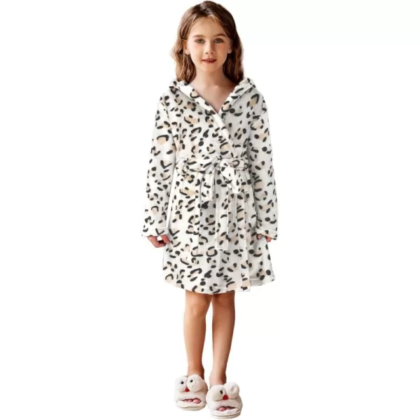 Arshiner Boys Girls Flannel Bathrobes Soft Fuzzy Hooded Robe Sleepwear with Belt for Kids