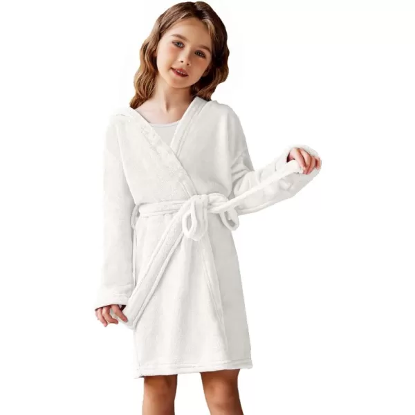 Arshiner Boys Girls Flannel Bathrobes Soft Fuzzy Hooded Robe Sleepwear with Belt for Kids
