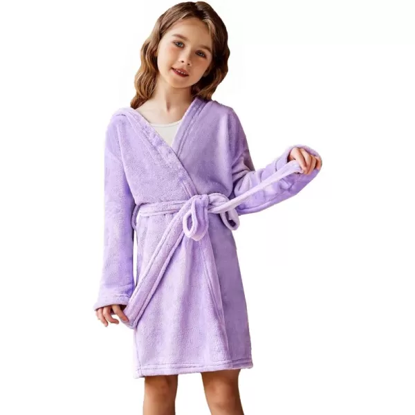 Arshiner Boys Girls Flannel Bathrobes Soft Fuzzy Hooded Robe Sleepwear with Belt for Kids