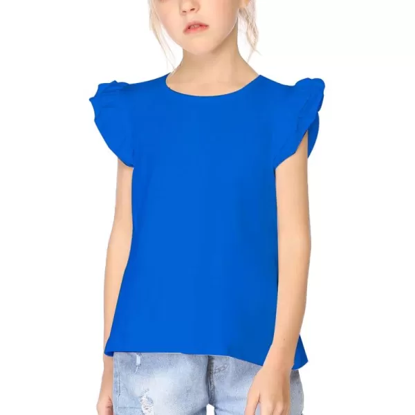 Arshiner Girls Basic Ruffle Sleeve Cute T-Shirt Stretchy Tunic Tank Tops School Blouse