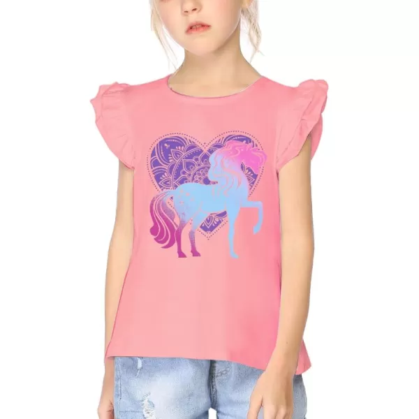 Arshiner Girls Basic Ruffle Sleeve Cute T-Shirt Stretchy Tunic Tank Tops School Blouse