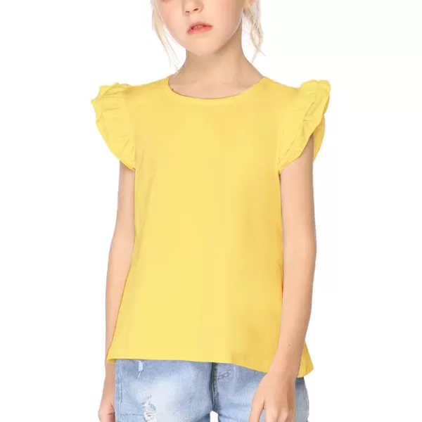 Arshiner Girls Basic Ruffle Sleeve Cute T-Shirt Stretchy Tunic Tank Tops School Blouse