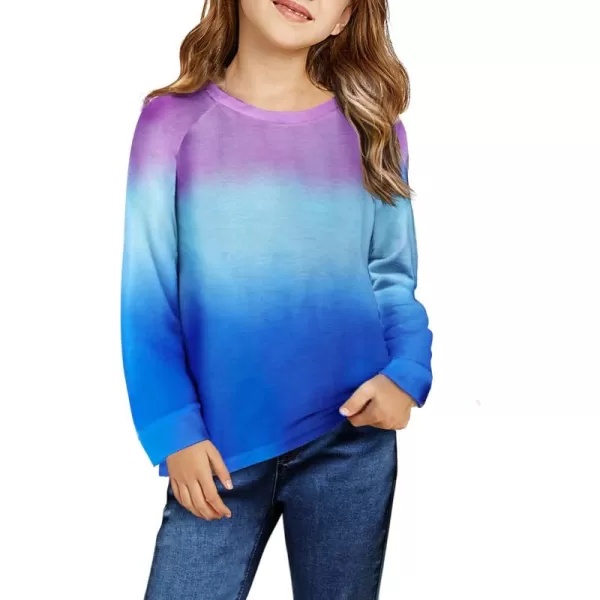 Arshiner Girls Casual Tie Dye Crewneck Long Sleeve Sweaters Loose Fashion Tops for 4-12 Years