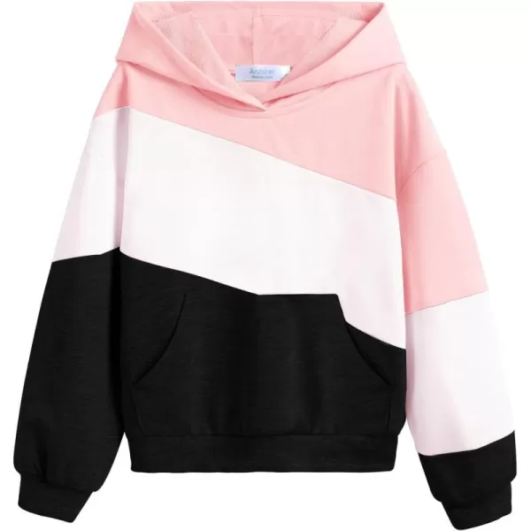 Arshiner Girls Color Block Hoodies Crewneck Long Sleeve Casual Soft Sweatshirts Tops with Pockets
