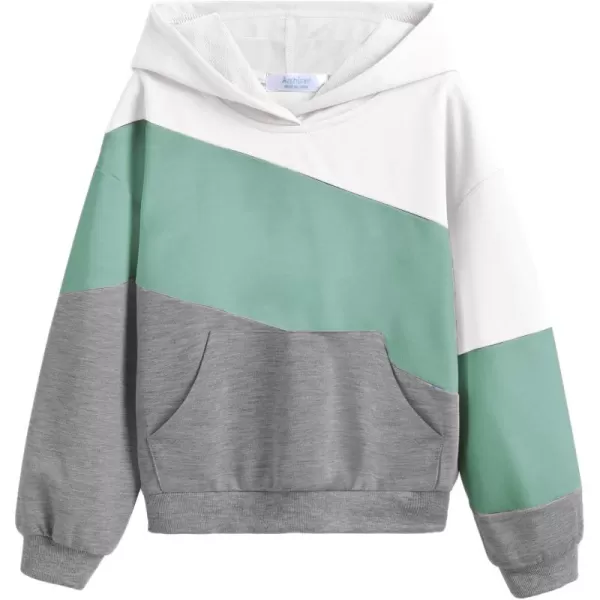 Arshiner Girls Color Block Hoodies Crewneck Long Sleeve Casual Soft Sweatshirts Tops with Pockets