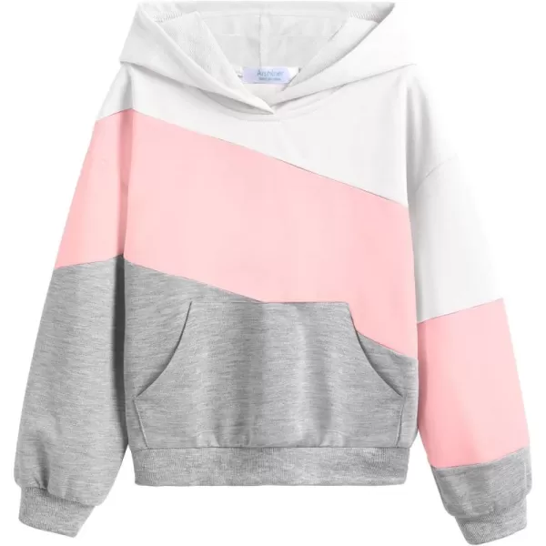 Arshiner Girls Color Block Hoodies Crewneck Long Sleeve Casual Soft Sweatshirts Tops with Pockets